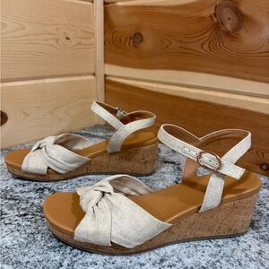 Elegant Beige Shimmery Wedge Sandals
